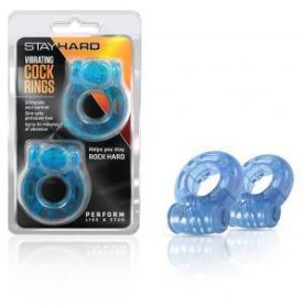 Stay Hard Vibrating Cock Rings 2 Pack Blue