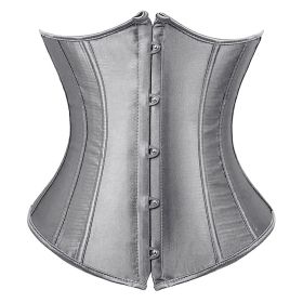 SEXY Gothic Underbust Corset and Waist cincher Bustiers Top Workout Shape Body Belt Plus size Lingerie S-6XL (Color: Gray, size: XXXL)