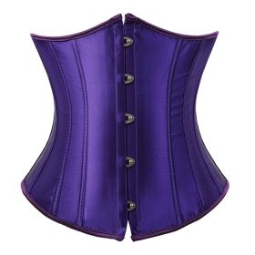 SEXY Gothic Underbust Corset and Waist cincher Bustiers Top Workout Shape Body Belt Plus size Lingerie S-6XL (Color: 7055Deep Purple, size: XXXL)