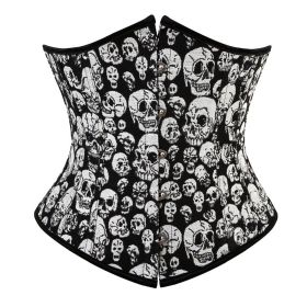 SEXY Gothic Underbust Corset and Waist cincher Bustiers Top Workout Shape Body Belt Plus size Lingerie S-6XL (Color: 7341skull, size: L)