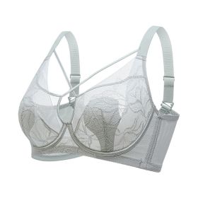 Plus Size Madam Bras Lace Sheer Unpadds Bra See Through Sexy Lingerie Underwear (Color: Silver, size: 38/85)