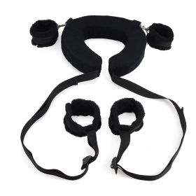 1 Set; BDSM Bed Restraints Kit; Wrist Leg Restraint System; Hand & Ankle Cuffs Bed Restraints Sex Bondage; Position Support Sling; Adjustable (Color: black)